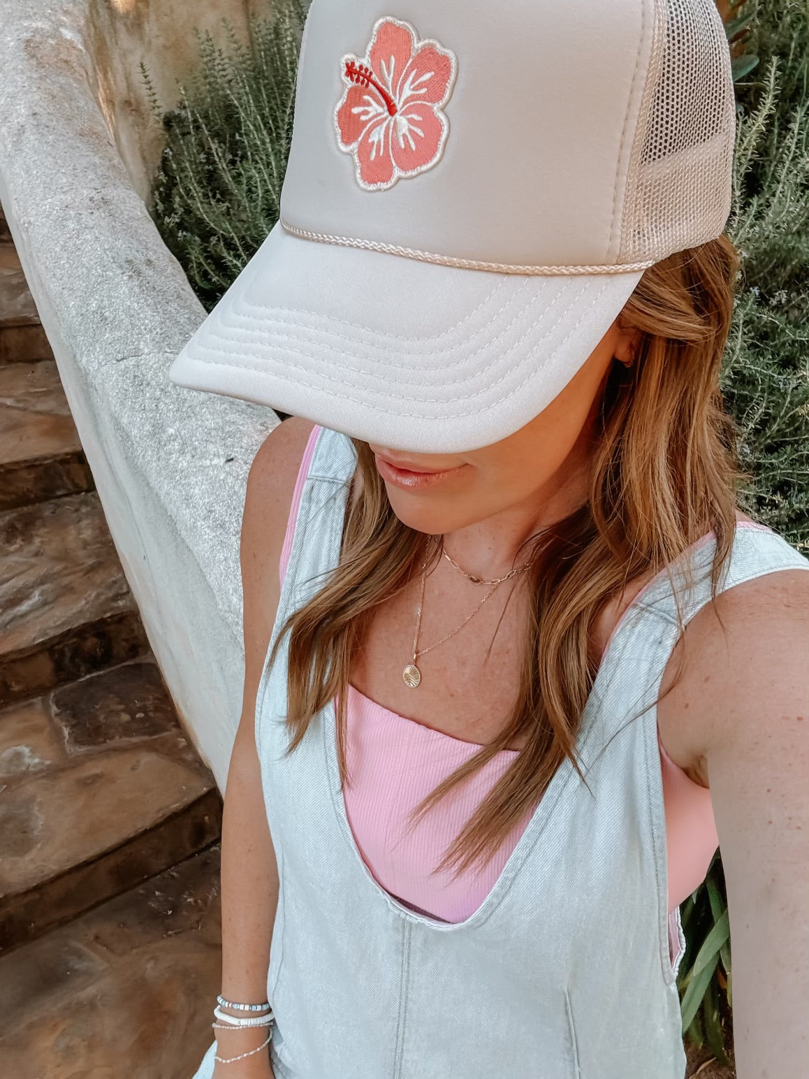 Pink Hibiscus Trucker Hat (Multiple Colors)