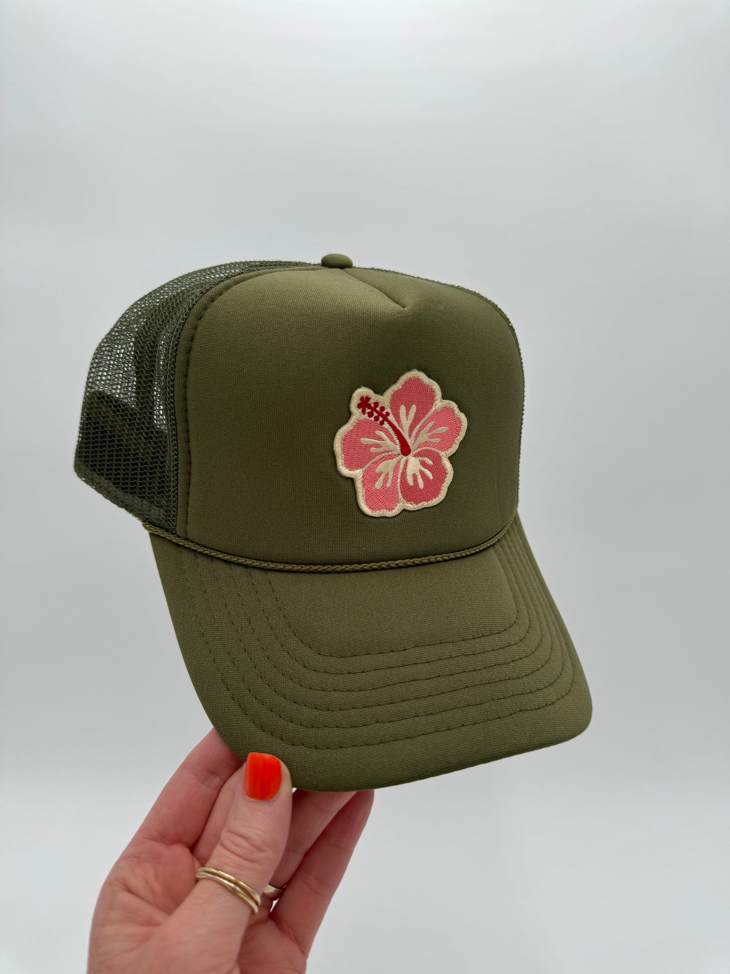 Pink Hibiscus Trucker Hat (Multiple Colors)